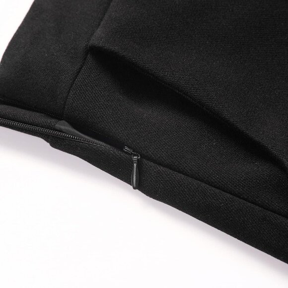 Womens LongPure Black Elastic Waist A-Line Pleated Tartan Long Plaid Wool Skirts - Picture 3 of 5